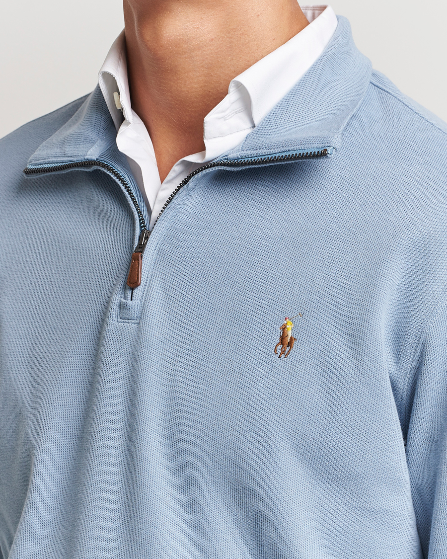 Herre | Trøjer | Polo Ralph Lauren | Double Knit Jaquard Half Zip Sweater Vessel Blue