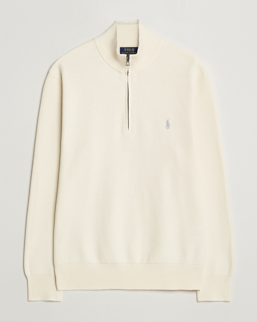 Herre | Trøjer | Polo Ralph Lauren | Textured Half Zip Herbal Milk