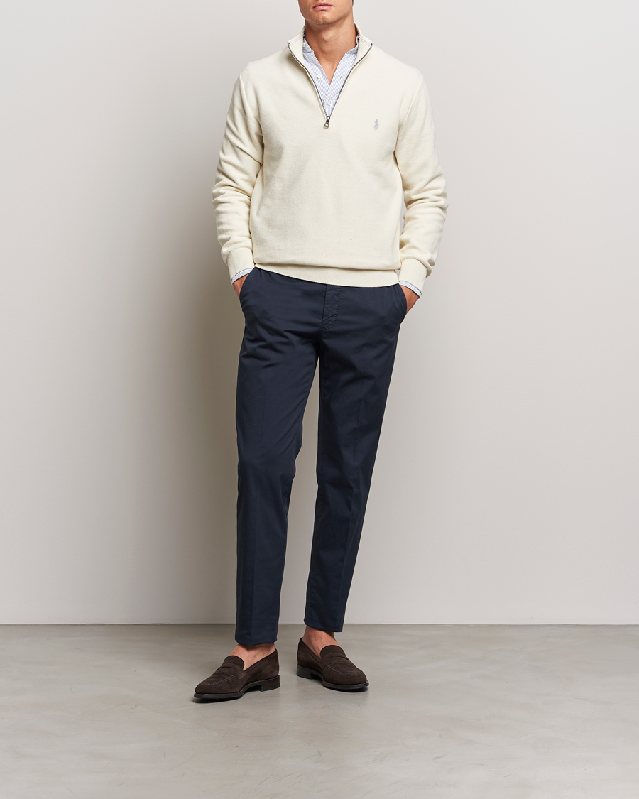 Herre | Trøjer | Polo Ralph Lauren | Textured Half Zip Herbal Milk