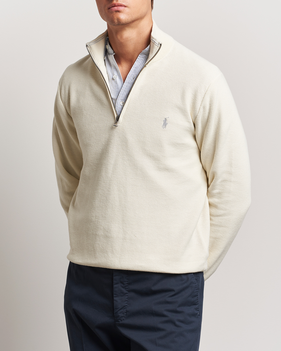 Herre | Trøjer | Polo Ralph Lauren | Textured Half Zip Herbal Milk