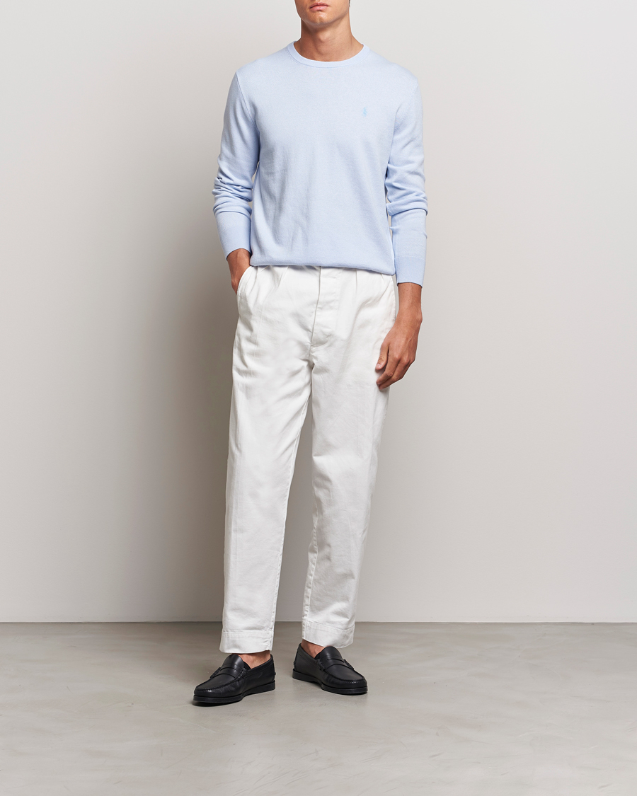 Herre | Trøjer | Polo Ralph Lauren | Cotton/Cashmere Crew Neck Pullover Oxford Blue
