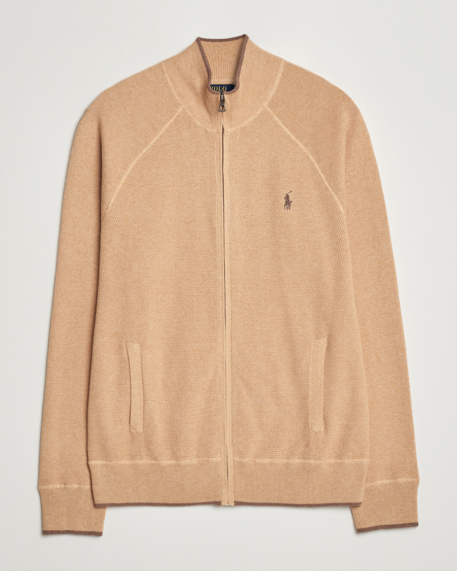 Herre | Trøjer | Polo Ralph Lauren | Textured Full Zip Camel Melange