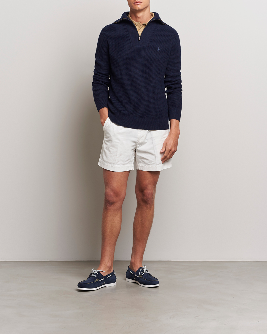 Herre | Trøjer | Polo Ralph Lauren | Cotton/Wool Knitted Half Zip Hunter Navy