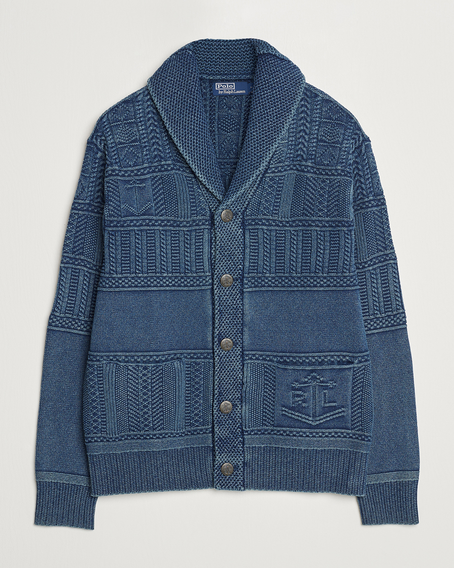 Herre | Trøjer | Polo Ralph Lauren | Knitted Shawl Collar Cardigan Dark Indigo