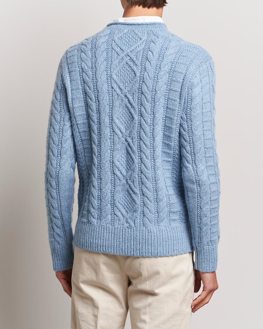 Herre | Trøjer | Polo Ralph Lauren | Cotton Aran Knitted Sweater Light Chambray Heather