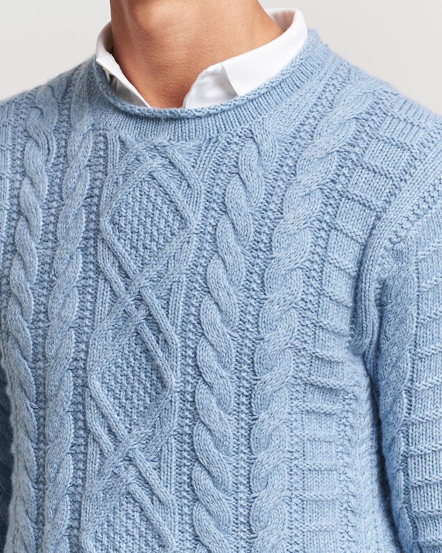 Herre | Trøjer | Polo Ralph Lauren | Cotton Aran Knitted Sweater Light Chambray Heather