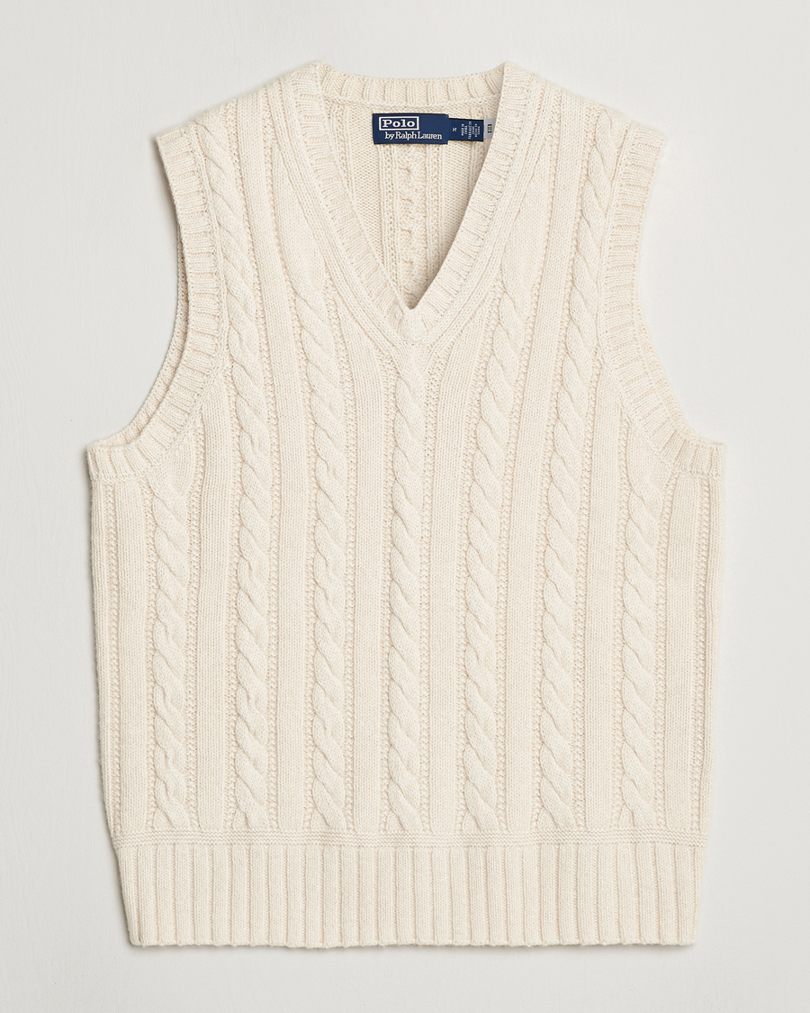 Herre | Trøjer | Polo Ralph Lauren | Cotton Aran Knitted Vest Cream