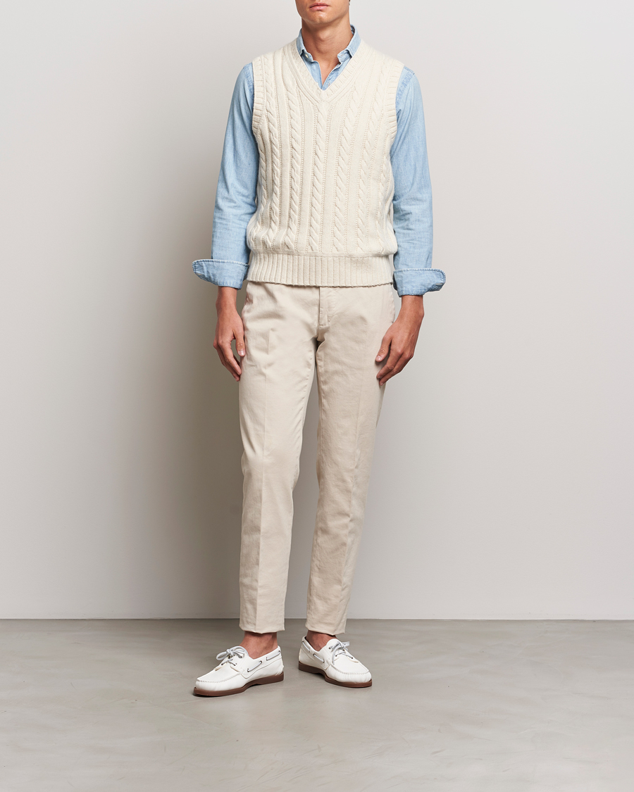 Herre | Trøjer | Polo Ralph Lauren | Cotton Aran Knitted Vest Cream