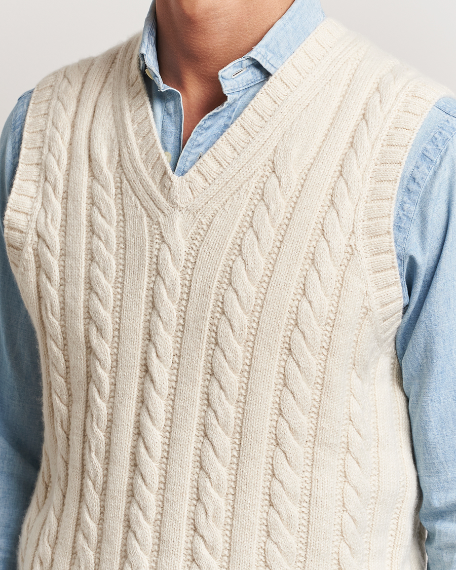 Herre | Trøjer | Polo Ralph Lauren | Cotton Aran Knitted Vest Cream