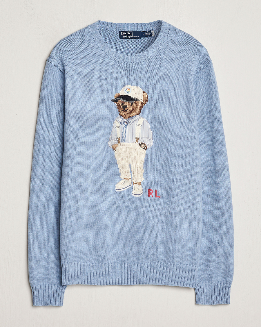 Herre | Trøjer | Polo Ralph Lauren | Knitted Hemingway Bear Sweater Driftwood Blue