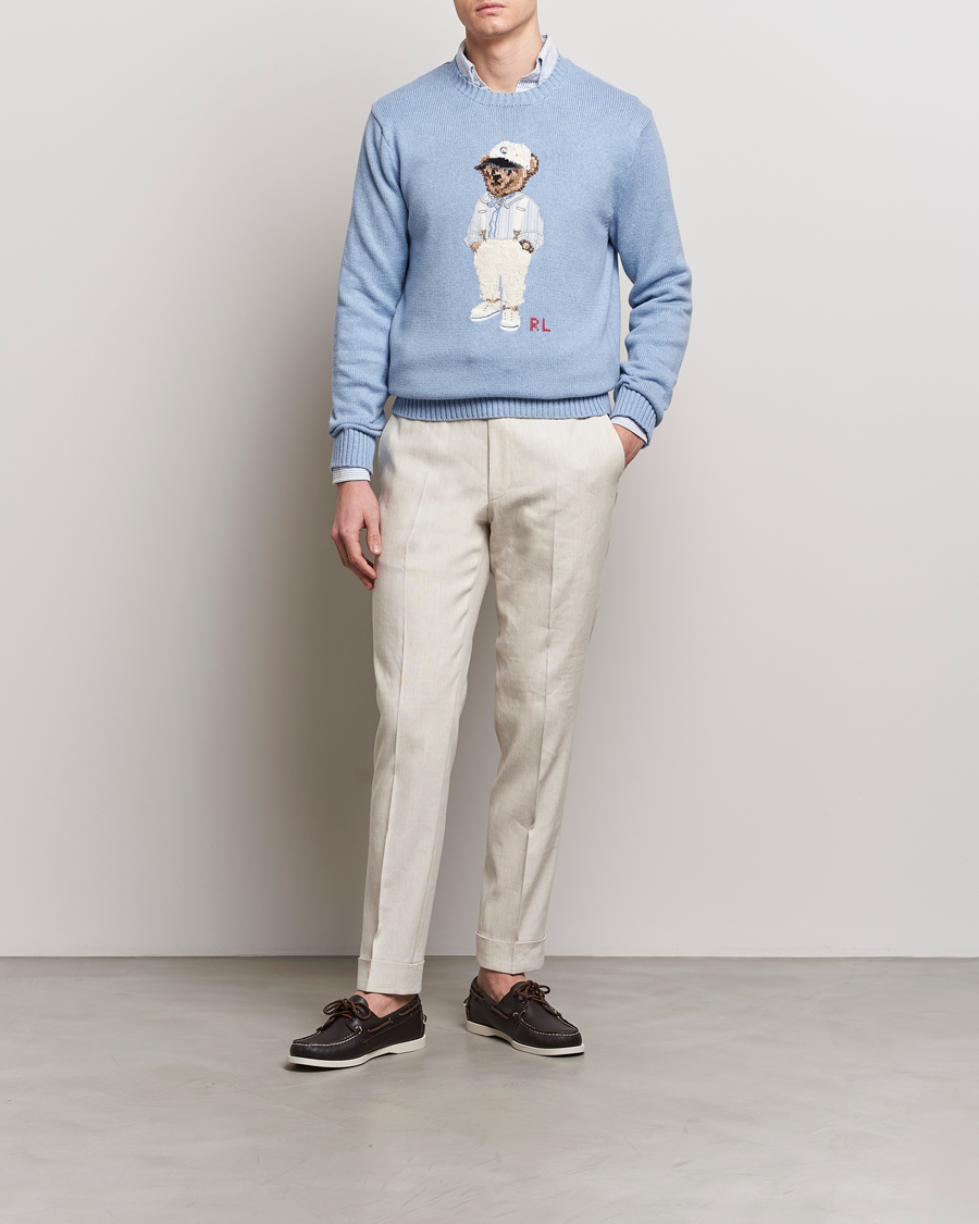 Herre | Trøjer | Polo Ralph Lauren | Knitted Hemingway Bear Sweater Driftwood Blue