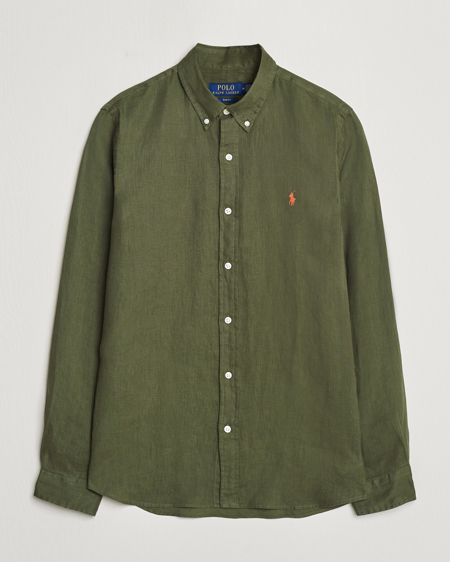 Herre | Skjorter | Polo Ralph Lauren | Slim Fit Linen Button Down Shirt Thermal Green