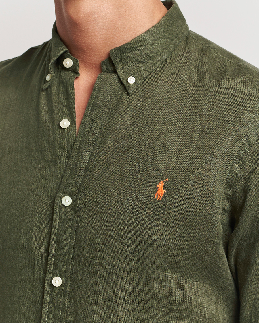 Herre | Skjorter | Polo Ralph Lauren | Slim Fit Linen Button Down Shirt Thermal Green