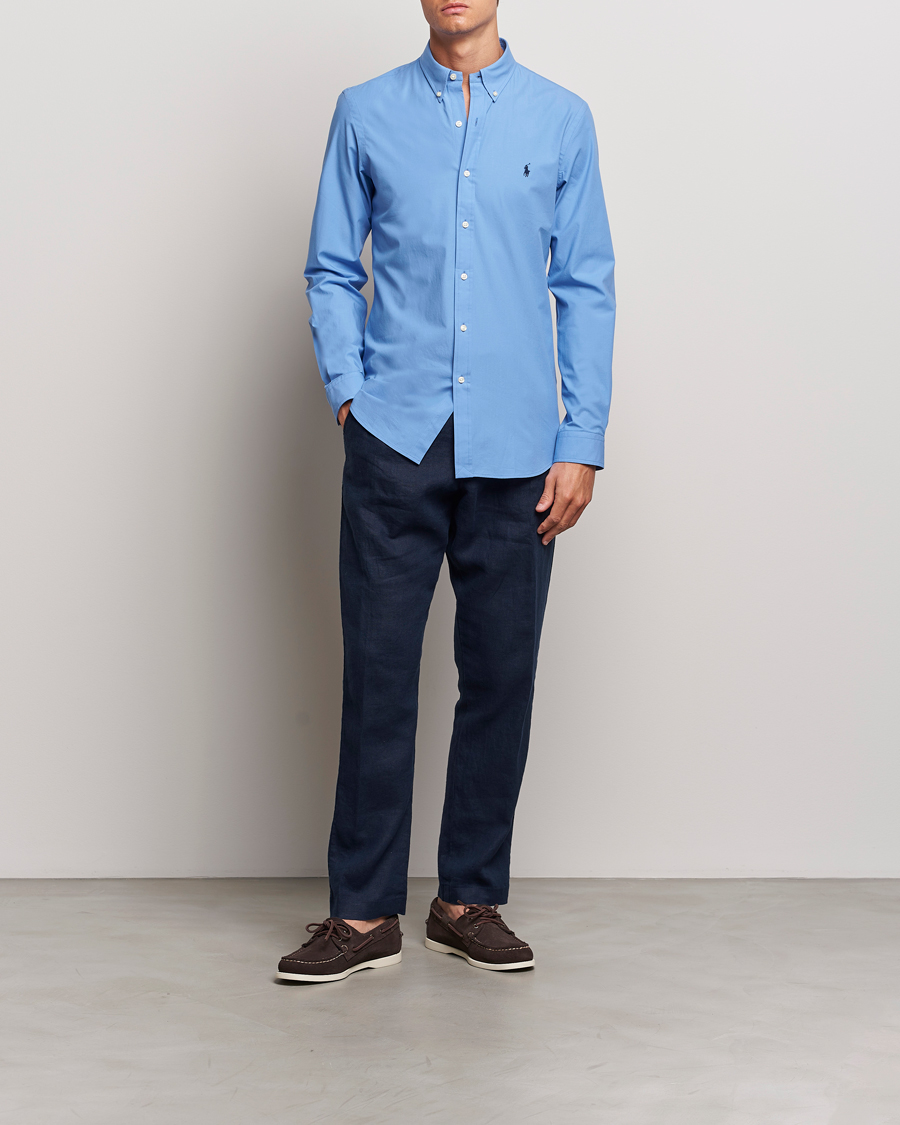 Herre | Skjorter | Polo Ralph Lauren | Slim Fit Poplin Shirt Harbor Island Blue