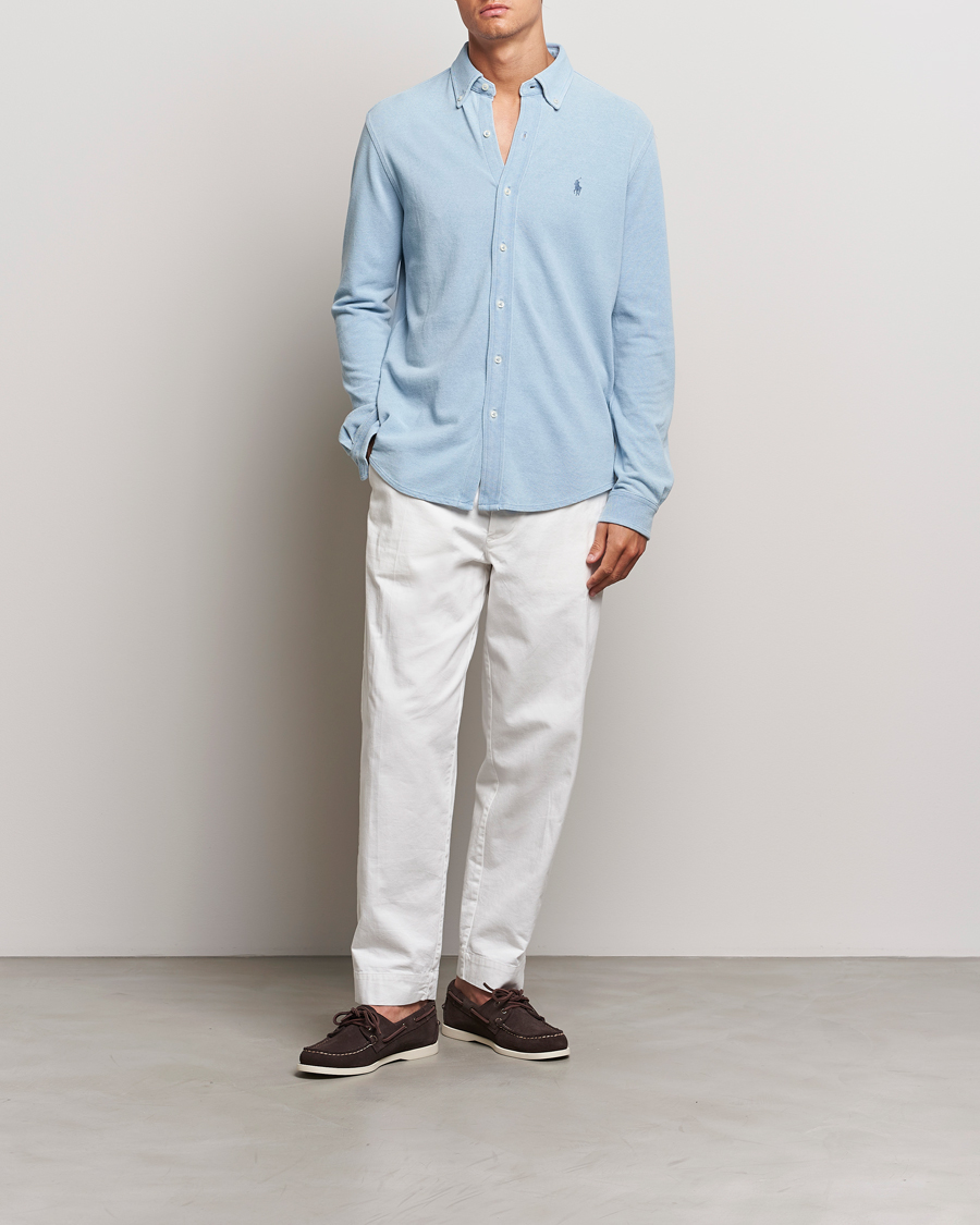 Herre | Skjorter | Polo Ralph Lauren | Featherweight Mesh Shirt Light Indigo