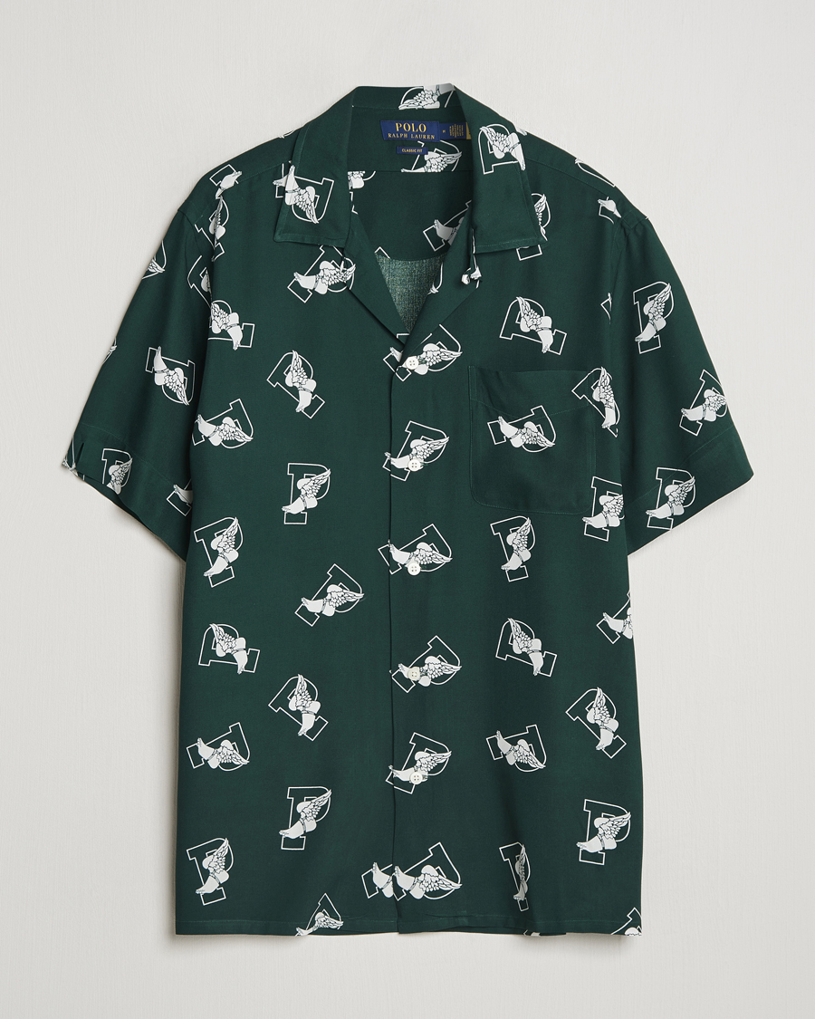 Herre | Skjorter | Polo Ralph Lauren | Printed P Wing Short Sleeve Shirt Toss Green