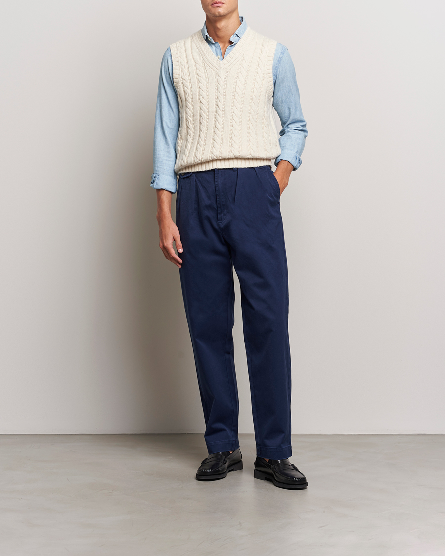 Herre | Bukser | Polo Ralph Lauren | Rustic Twill Pleated Worker Trousers Newport Navy