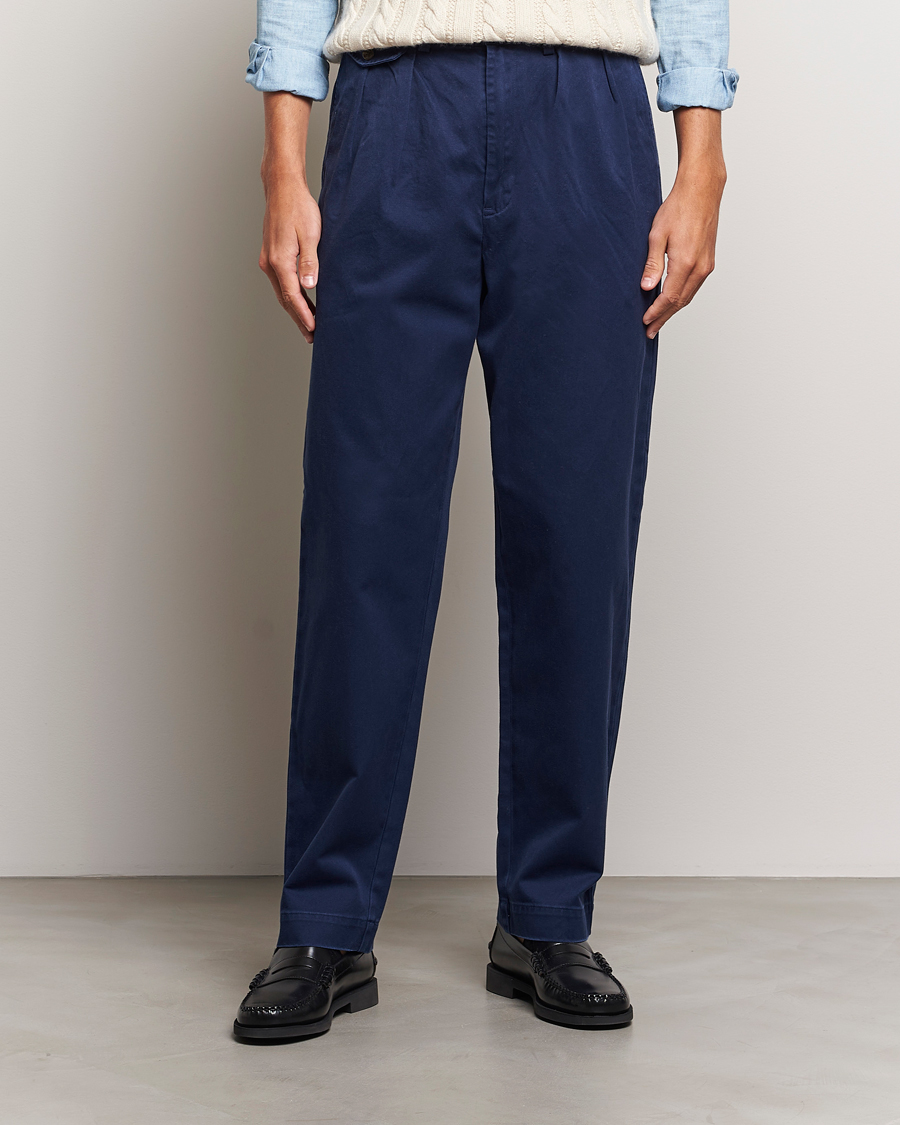 Herre | Bukser | Polo Ralph Lauren | Rustic Twill Pleated Worker Trousers Newport Navy
