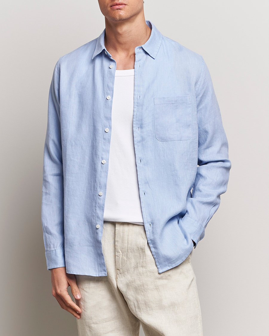 Men | Clothing | Samsøe Samsøe | Liam Linen Shirt Brunnera Blue