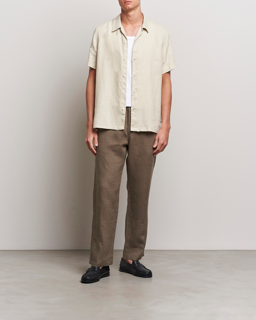Herre | Skjorter | Samsøe Samsøe | Saavan Linen Short Sleeve Shirt Castle Wall