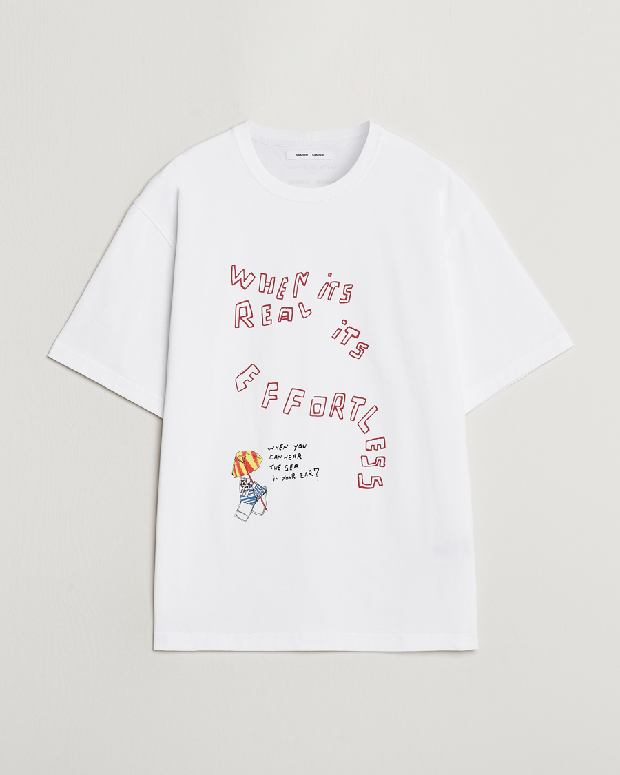 Herre | T-Shirts | Samsøe Samsøe | Sagiotto Printed Crew Neck T-Shirt White Effortless