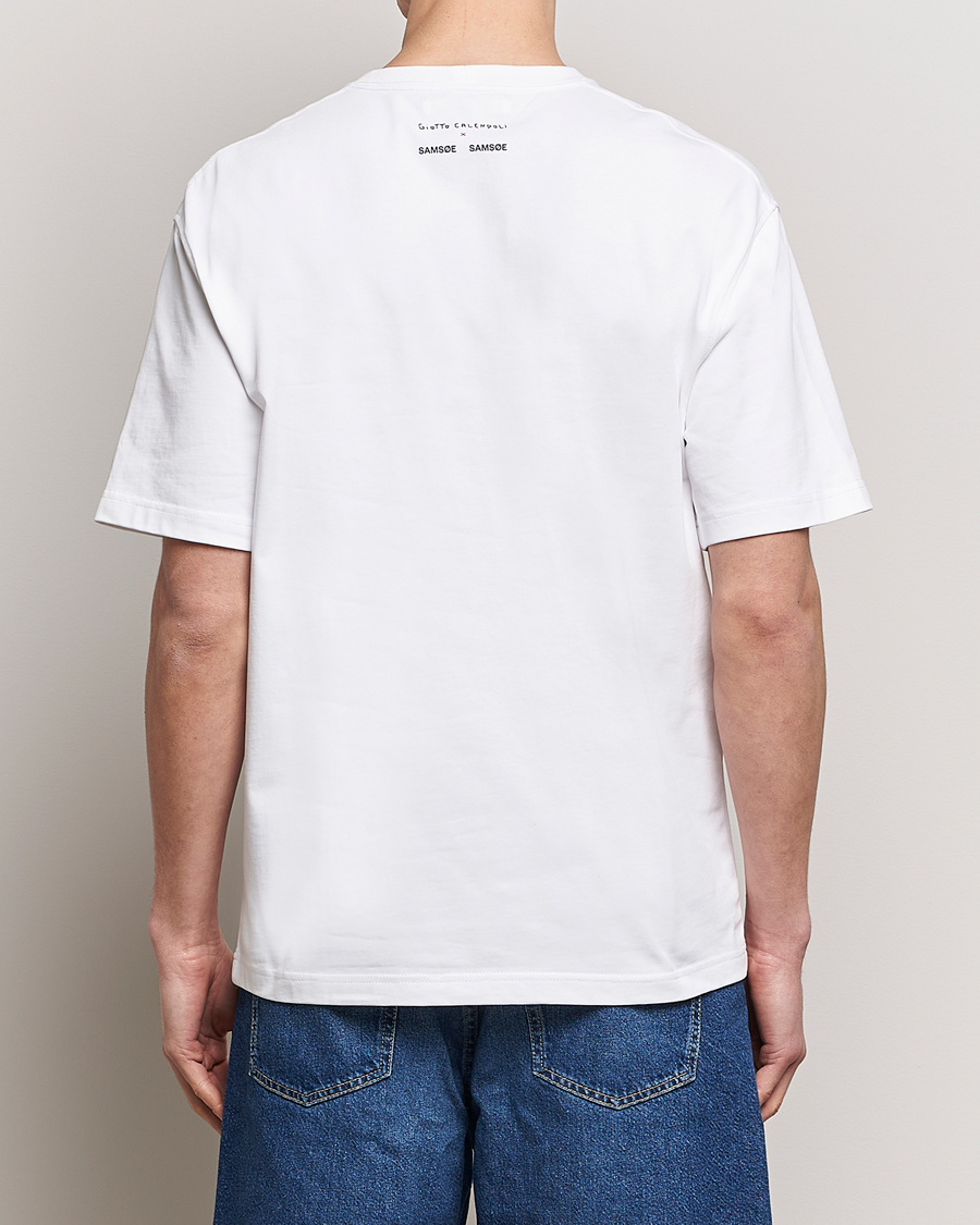 Herre | T-Shirts | Samsøe Samsøe | Sagiotto Printed Crew Neck T-Shirt White Effortless