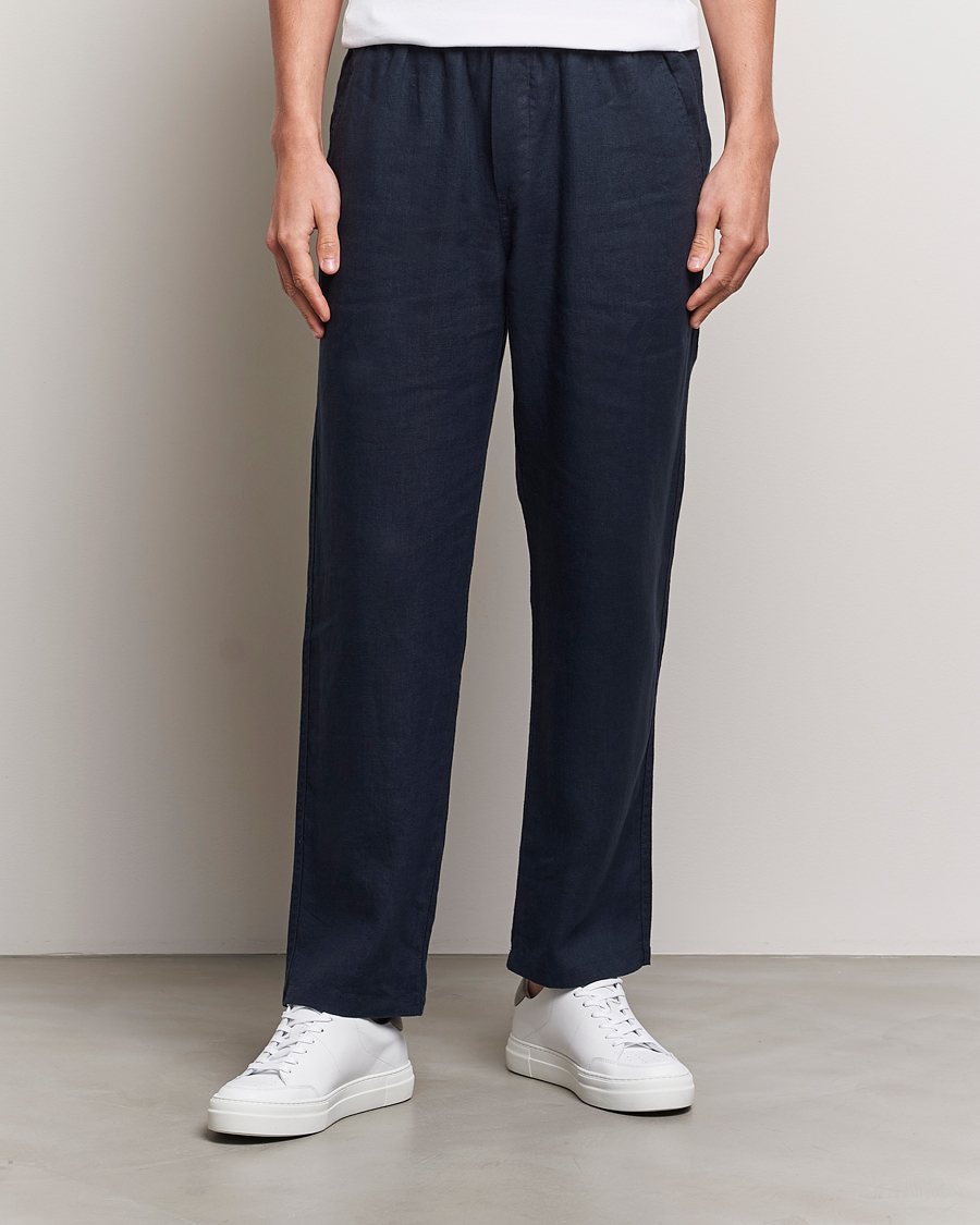 Herre | Samsøe Samsøe | Samsøe Samsøe | Sajabari Linen Drawstring Trousers Salute Navy