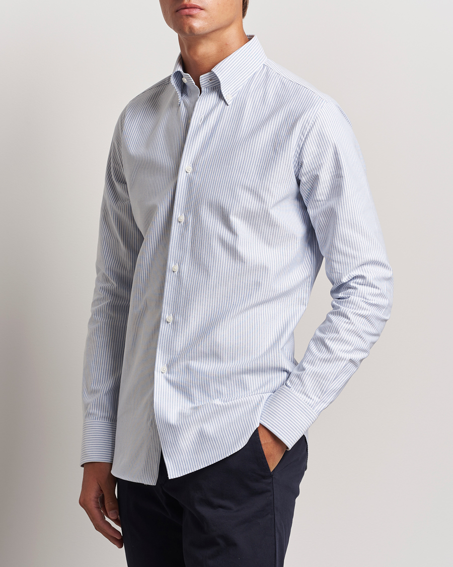 Herre | Skjorter | Grigio | Oxford Button Down Shirt Light Blue Stripe