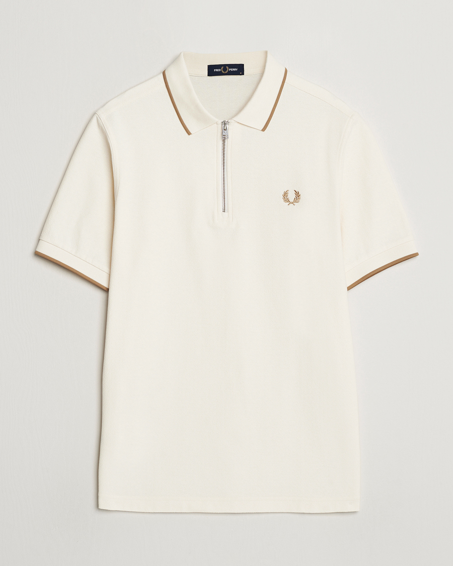 Herr |  | Fred Perry | Crépe Half Zip Polo Ecru