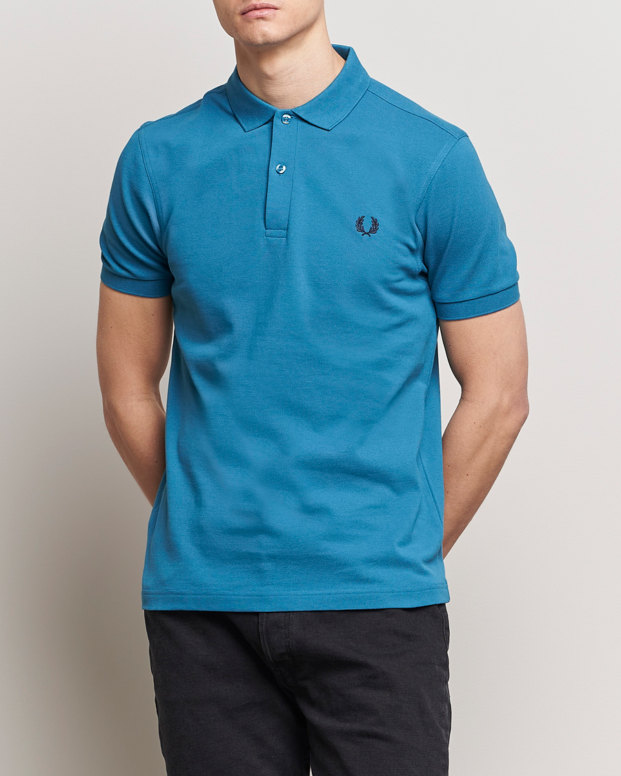 Herre |  | Fred Perry | Plain Polo Shirt Ocean Blue