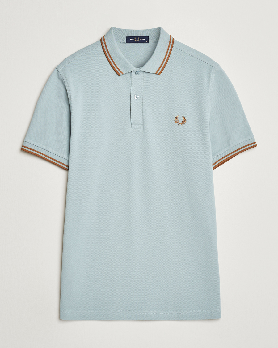 Herr |  | Fred Perry | Twin Tipped Polo Shirt Silver Blue