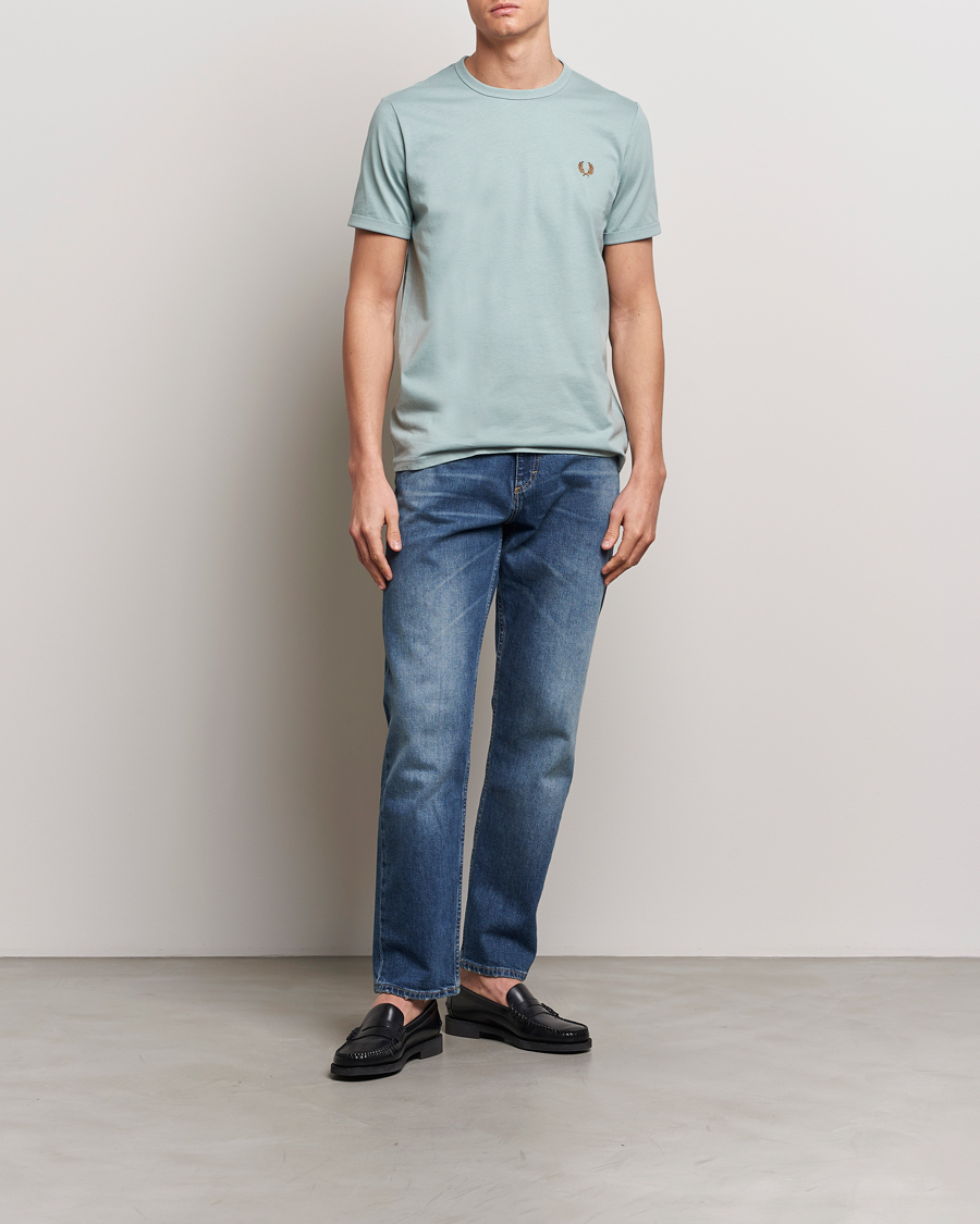 Herre | T-Shirts | Fred Perry | Ringer T-Shirt Silver Blue