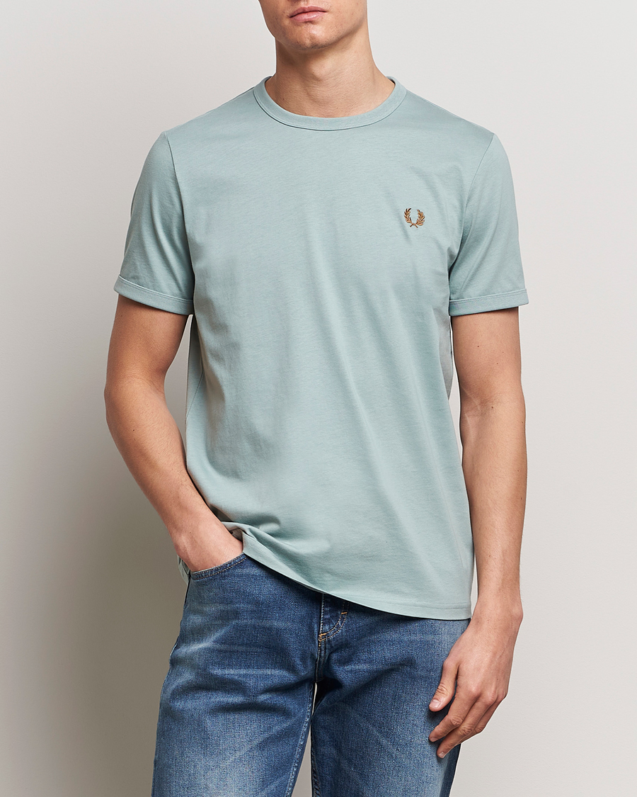 Herre | Kortærmede t-shirts | Fred Perry | Ringer T-Shirt Silver Blue