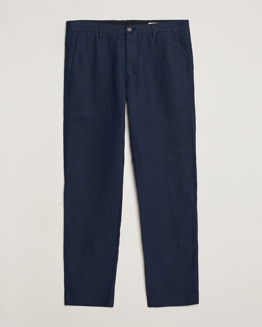 Herre | Bukser | NN07 | Theo Linen Trousers Navy Blue