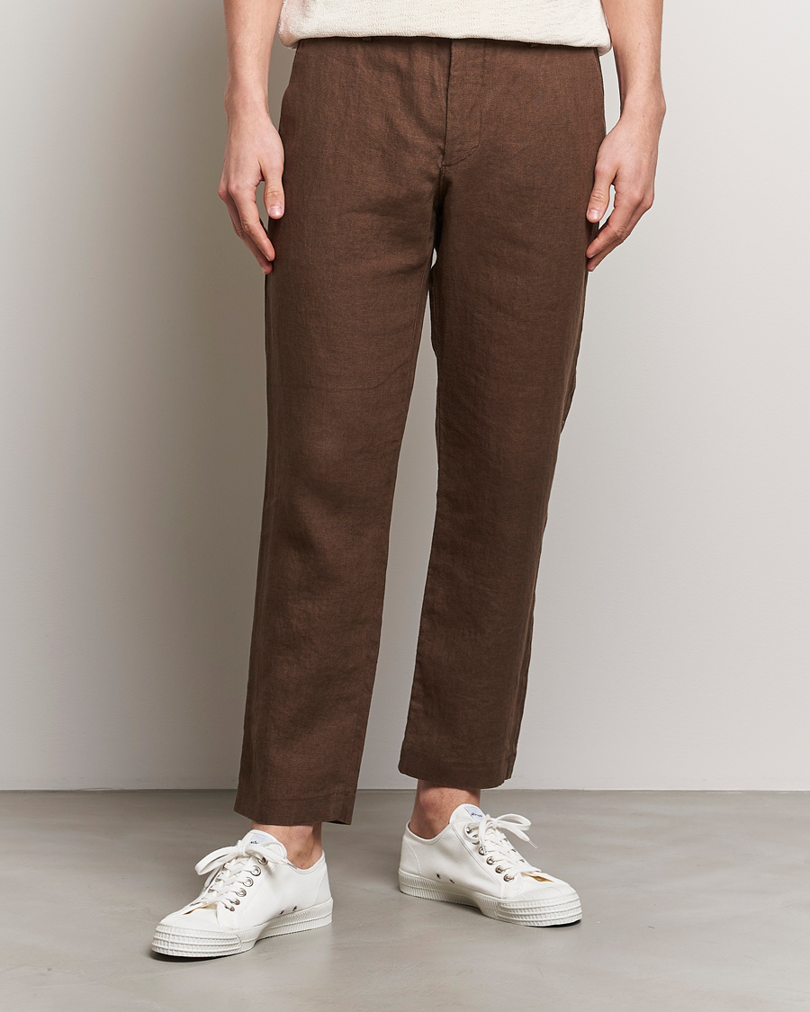 Herre | Hørbukser | NN07 | Theo Linen Trousers Cocoa Brown