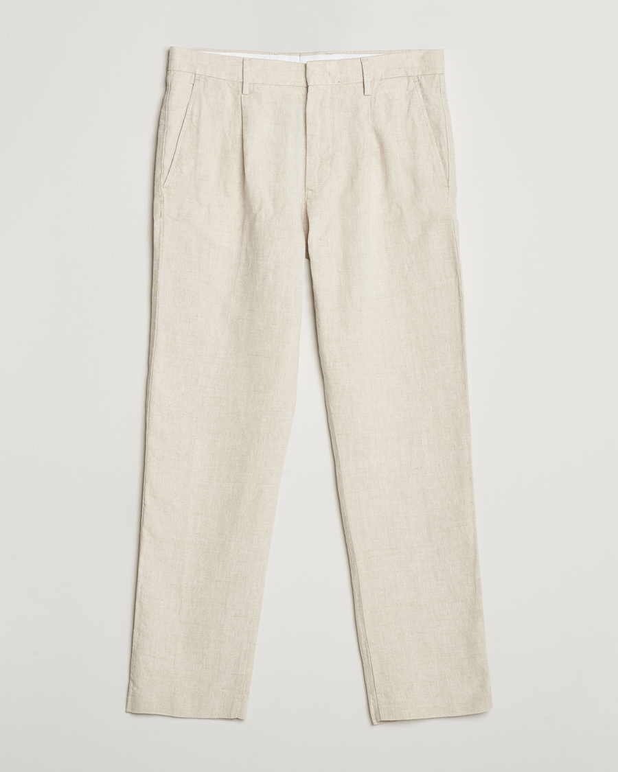 Herre |  | NN07 | Bill Pleated Linen Trousers Oat