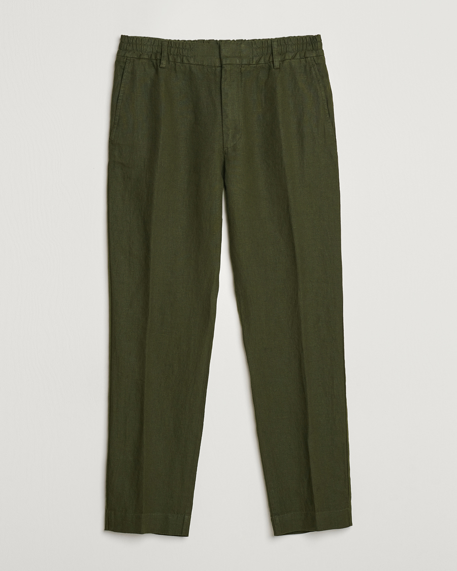 Herre | Bukser | NN07 | Billie Linen Drawstring Trousers Rosin Green