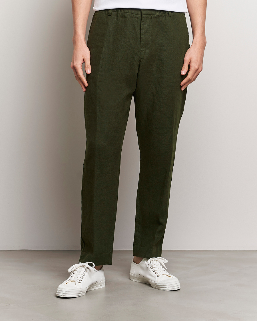 Herre | The linen lifestyle | NN07 | Billie Linen Drawstring Trousers Rosin Green