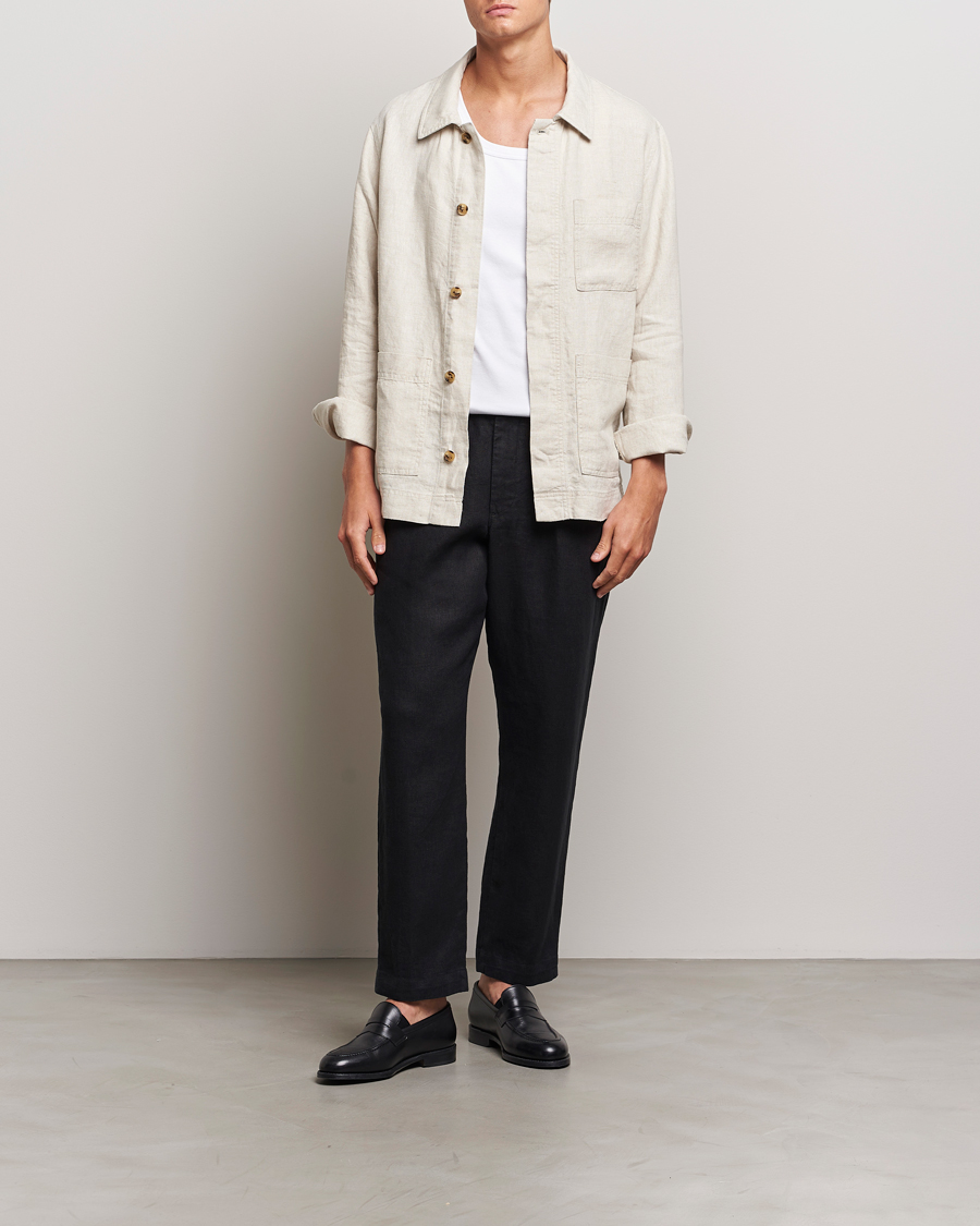 Herre | Bukser | NN07 | Billie Linen Drawstring Trousers Black