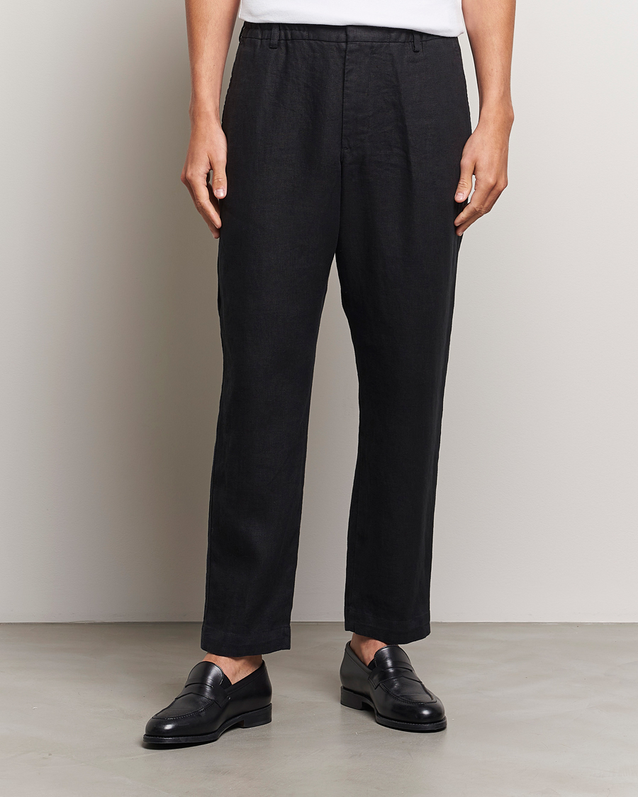 Herre |  | NN07 | Billie Linen Drawstring Trousers Black