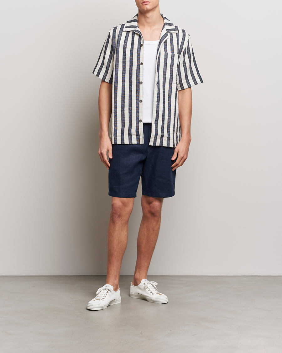Herre | Shorts | NN07 | Seb Linen Drawstring Shorts Navy Blue