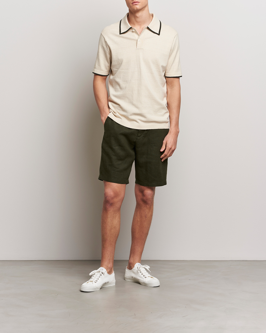 Herre |  | NN07 | Seb Linen Drawstring Shorts Rosin Green