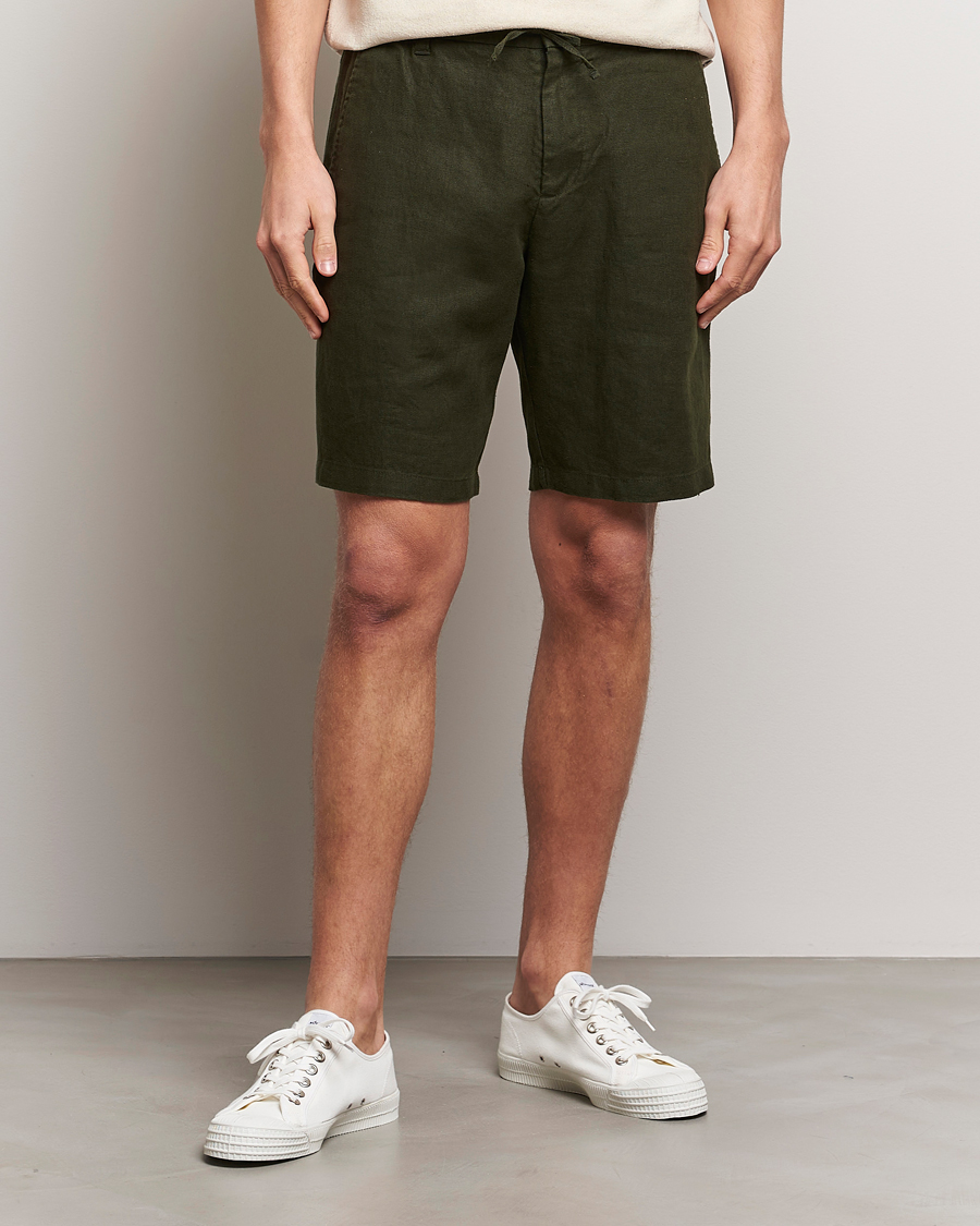 Herre | NN07 | NN07 | Seb Linen Drawstring Shorts Rosin Green