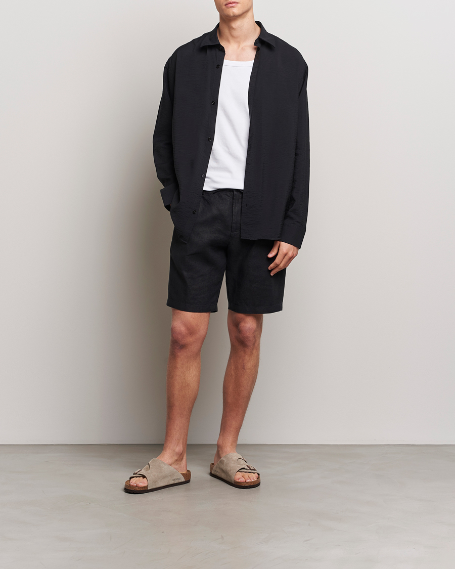 Herre | Shorts | NN07 | Seb Linen Drawstring Shorts Black