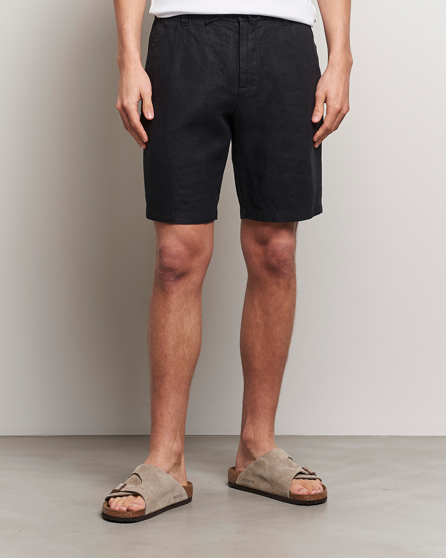 Herr | Shorts | NN07 | Seb Linen Drawstring Shorts Black