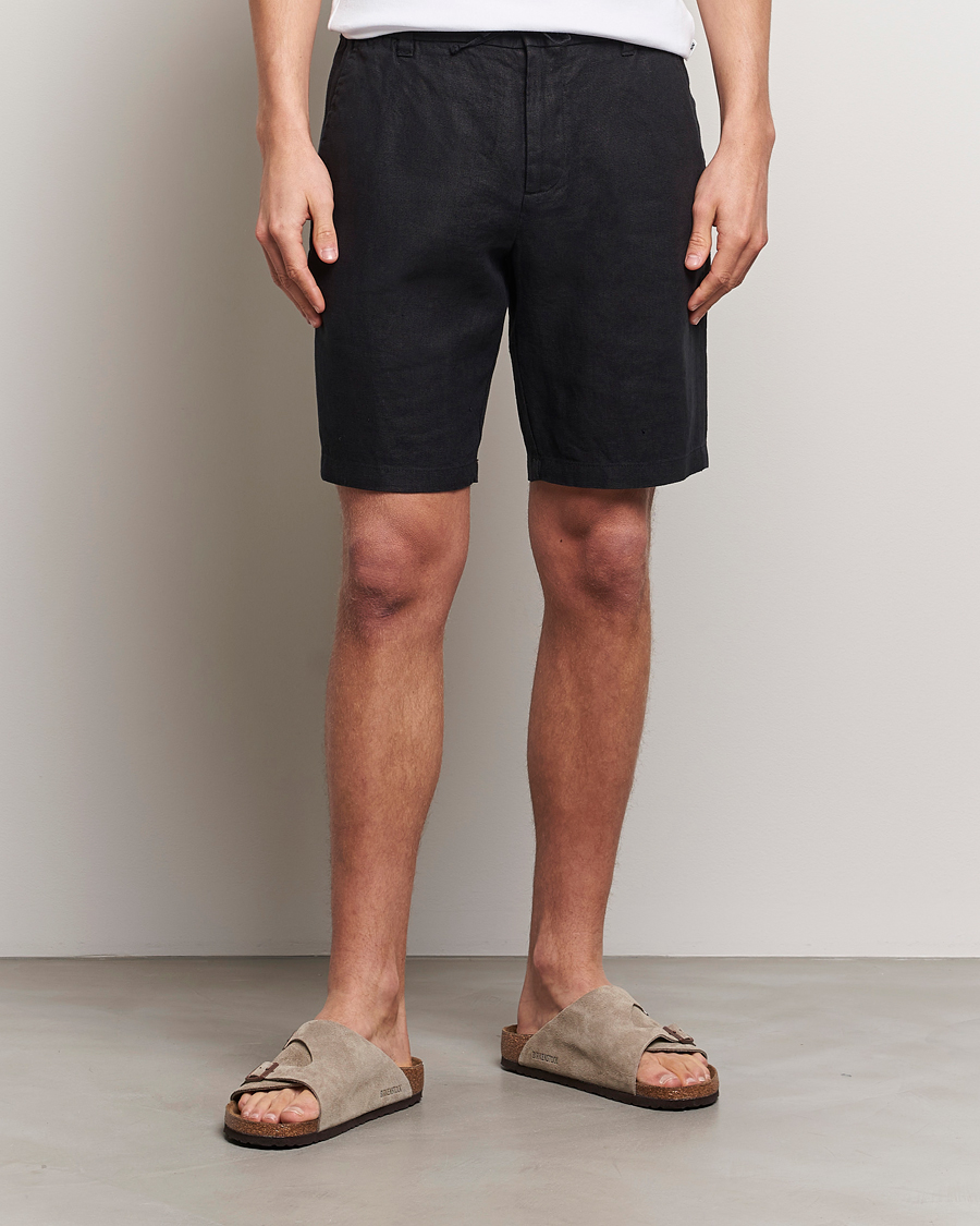 Herre |  | NN07 | Seb Linen Drawstring Shorts Black