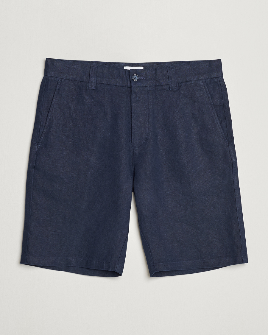 Herre |  | NN07 | Crown Linen Shorts Navy Blue