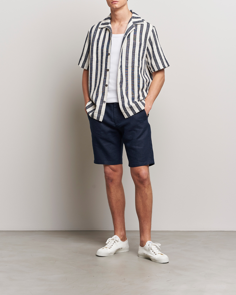 Herr |  | NN07 | Crown Linen Shorts Navy Blue