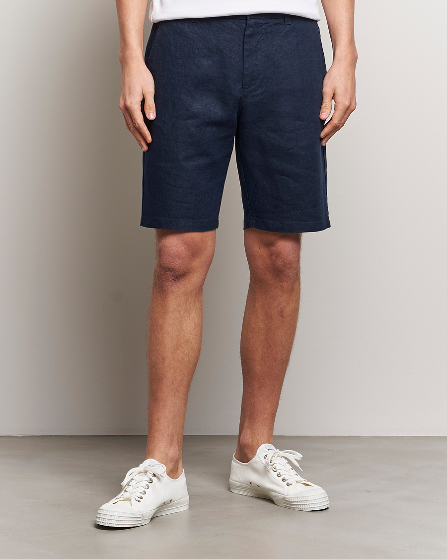 Herre | Tøj | NN07 | Crown Linen Shorts Navy Blue