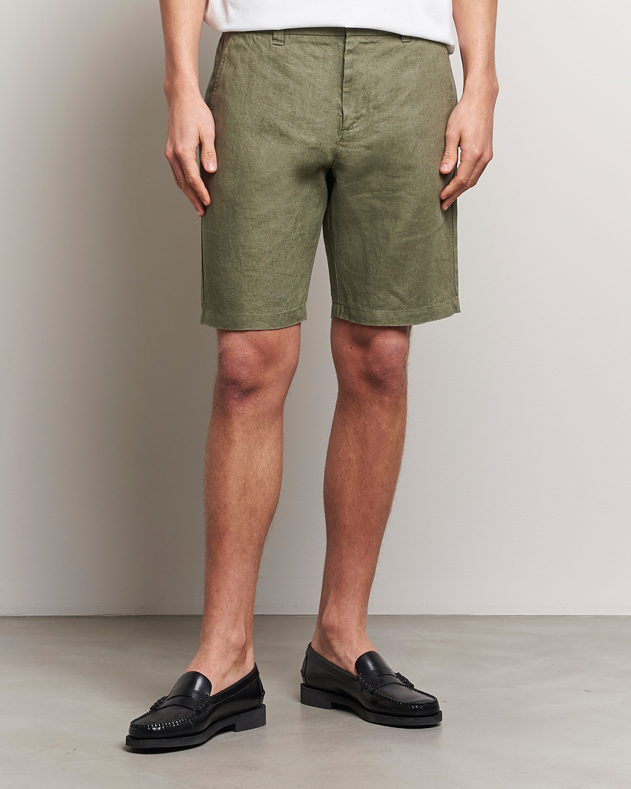 Herr | Linneshorts | NN07 | Crown Linen Shorts Lichten Green